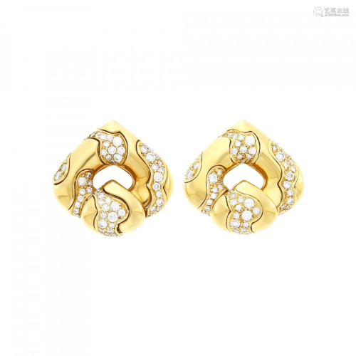 Marina B Pair of Gold and Diamond Earclips, France