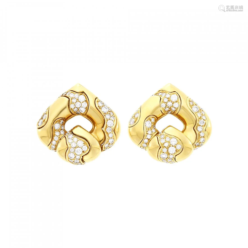 Marina B Pair of Gold and Diamond Earclips, France