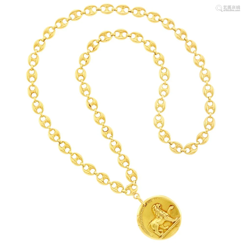 Van Cleef & Arpels Gold 'Leo' Zodiac Pendant, France,
