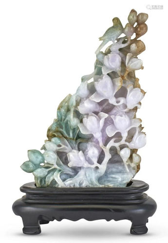 A Chinese Jadeite Floral Carving