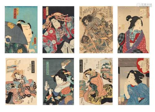 Eight Japanese Ukiyo-e Prints