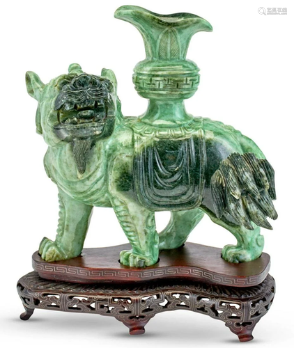 A Chinese Carved Hardstone Fu Lion