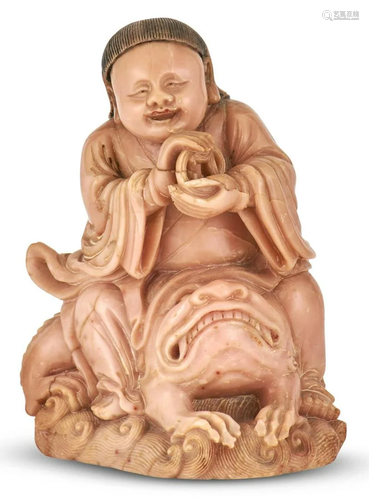 A Chinese Carved Soapstone Figure of Liu Hai