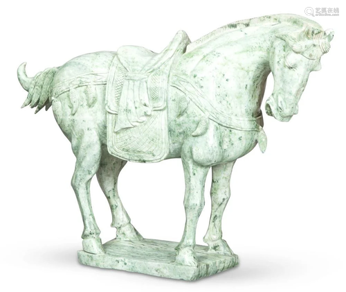 A Chinese Green Marble Carving of a Horse