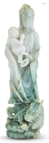 A Chinese Jadeite Carving of Songzi Guanyin