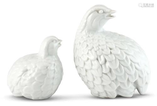 An Early Pair of Japanese Noritake Porcelain Quails