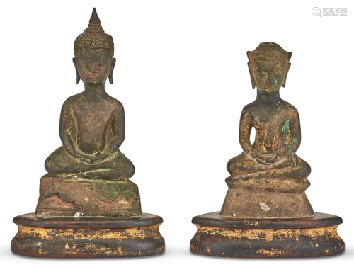 Two Burmese Bronze Figures of Buddha