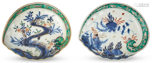 A Pair of Japanese Porcelain Shell-form Dishes