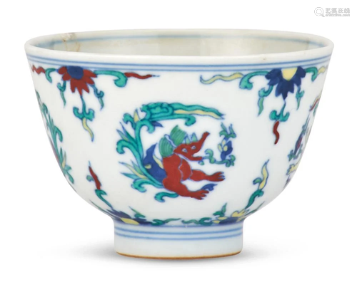 A Chinese Doucai Porcelain Cup