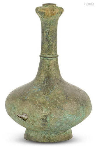 A Korean Garlic Head Bronze Bottle Vase