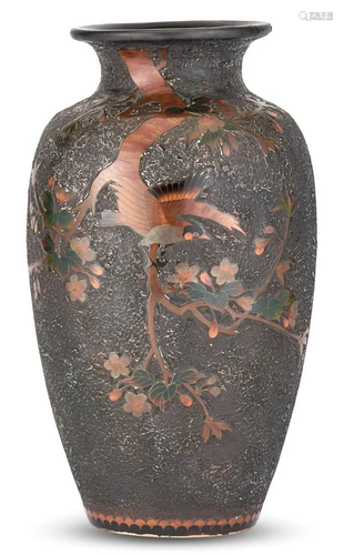 A Japanese Faux-Bronze Pottery Vase