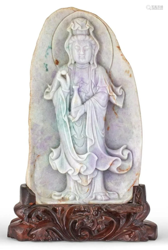 A Chinese Jadeite Carving of Guanyin