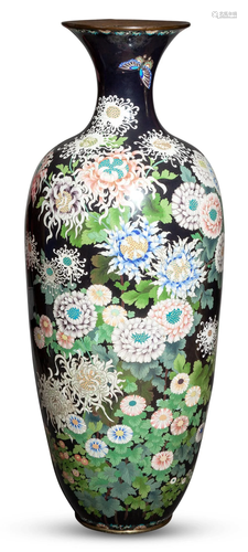 A Large Japanese Cloisonné Enamel Floor Vase