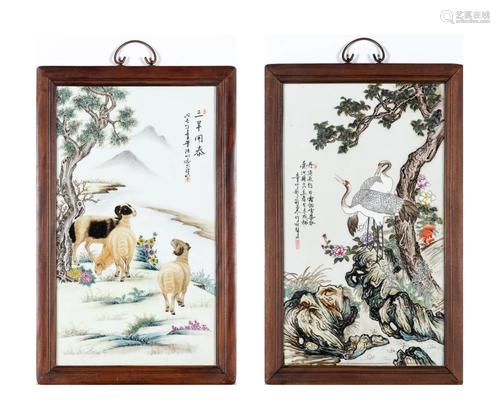 Two Chinese Enameled Porcelain Plaques