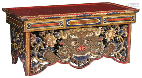 A Tibetan Painted Wood Stand