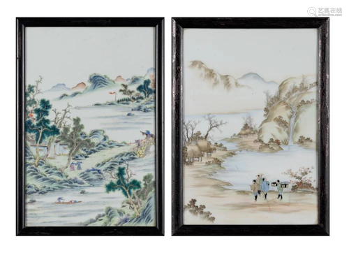 A Chinese and a Japanese Enameled Porcelain Plaque