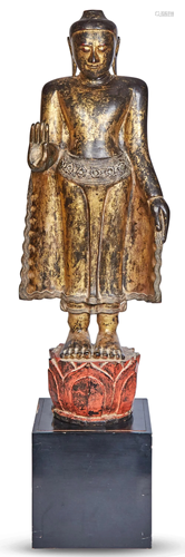 A Burmese Giltwood Figure of Buddha