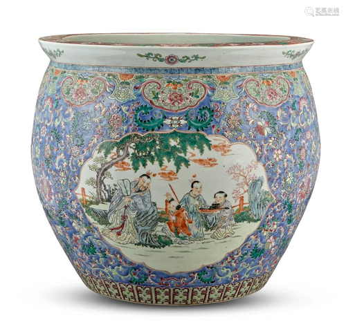 A Large Chinese Enameled Porcelain Jardiniere