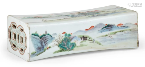 A Chinese Enameled Porcelain Pillow