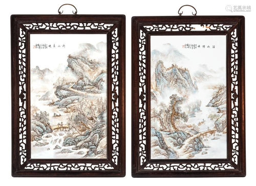 A Large Pair of Chinese Porcelain Plaques