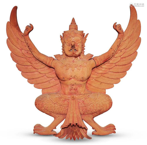 A Large Thai Wood Carving of Garuda