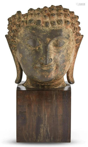 A Thai Bronze Head of Buddha