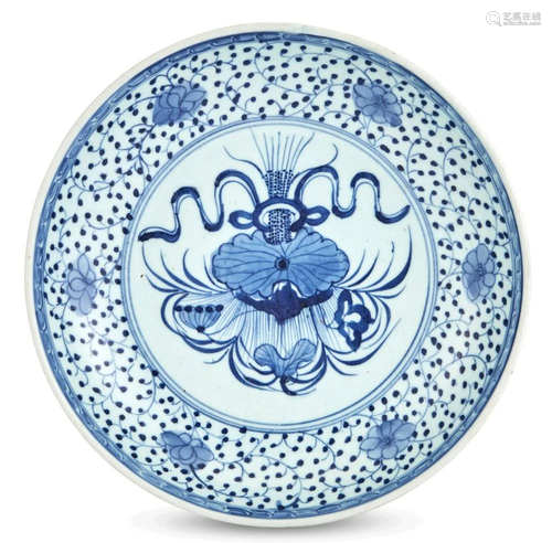 A Chinese Blue and White Porcelain Dish