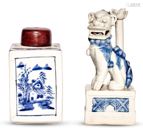 Two Chinese Blue and White Porcelain Articles