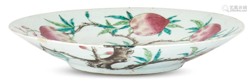 A Chinese Enameled Porcelain 'Peach' Plate