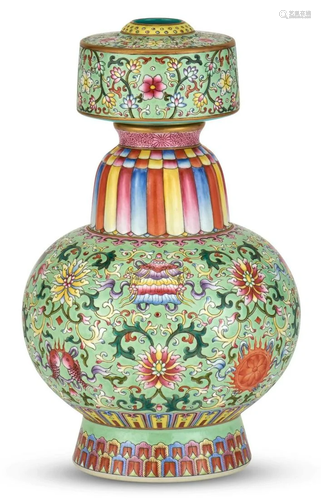 A Chinese Famille Rose Porcelain Tibetan Style Vase