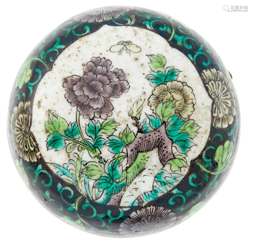 A Chinese Famille Noire Porcelain Weight