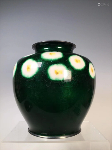 A JAPANESE CLOISONNE SILVER VASE