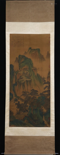 A CHINESE LANDSCAPE PAINTING HANGING SCROLL