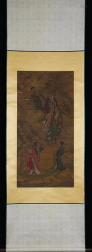 A CHINESE PAINTING OF WELCOMING THE BUDDHAS BACK