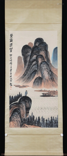 A CHINESE PAINTING OF FIGURE AMONG LANDSCAPE