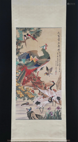 A CHINESE PAINTING OF FIVE KINDS OF BIRDS