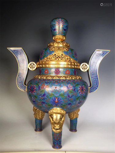 A CLOISONNE ENAMEL AND GILDING INCENSE BURNER