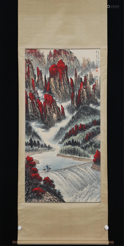 A CHINESE PAINTING OF LANDSCAPE AND FIGURE