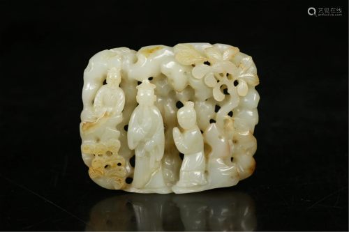 A JADE CARVED FIGURES STORY DECORATION