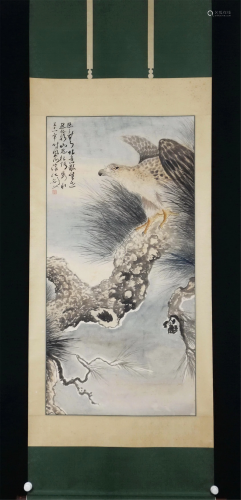 A CHINESE PAINTING OF EAGLE ON PINE