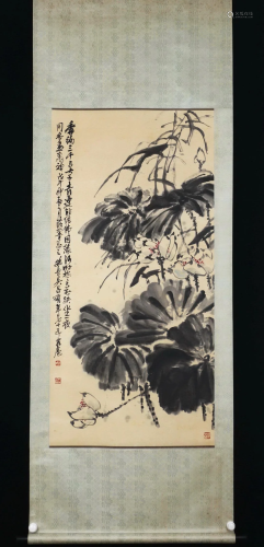 A CHINESE PAINTING OF LOTUS POND