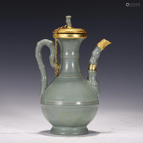 A GILDING MOUNTED RU TYPE GLAZE EWER