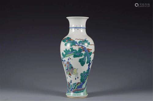 A BLUE AND WHITE DOUCAI FIGURES STORY VASE