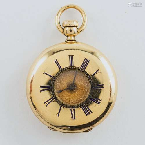 An 18kt gold cased lady's half hunter pocket watch,