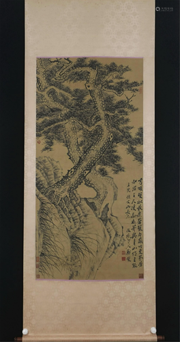 A CHINESE PAINTING OF PINE AND ORCHID