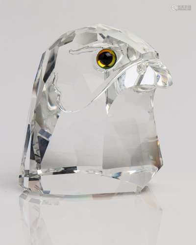 A Swarovski Silver Crystal - Falcon's head, 4 in. (10 c...