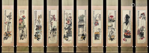 A SET OF TEN CHINESE PAINTING HANGING SCROLLS