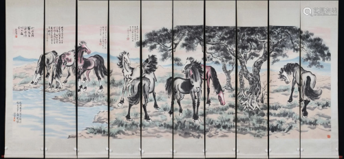 A SET OF TEN CHINESE PAINTING HANGING SCROLLS OF H…