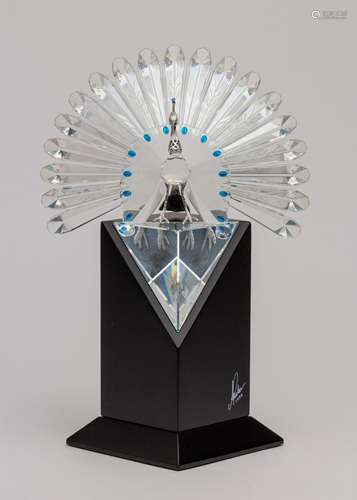 A Swarovski Silver Crystal model of "The Peacock",...