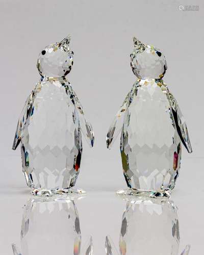 Two Swarovski Crystal, Large Penguins,